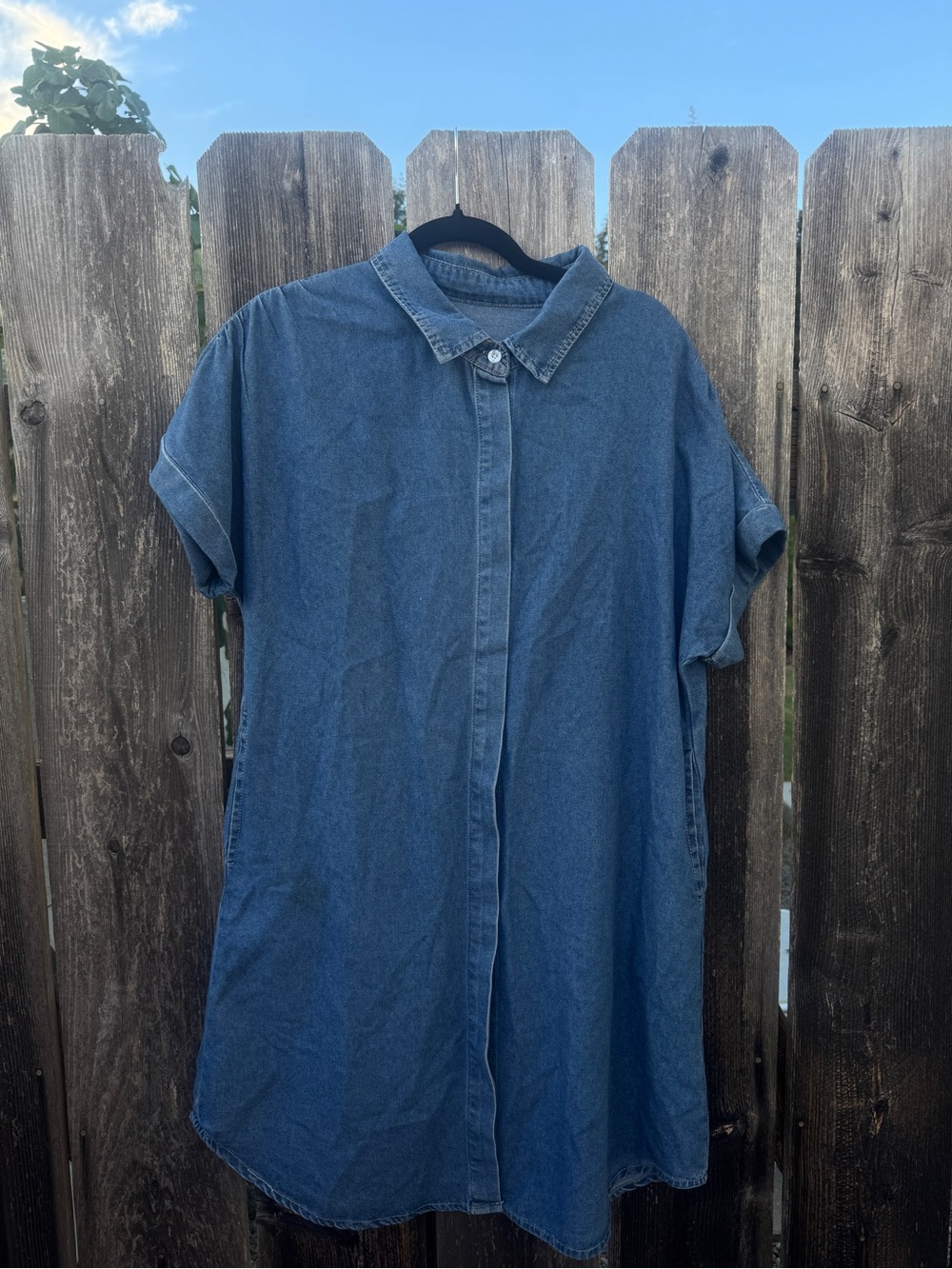 Vintage Denim Shirt Midi Dress Chambray